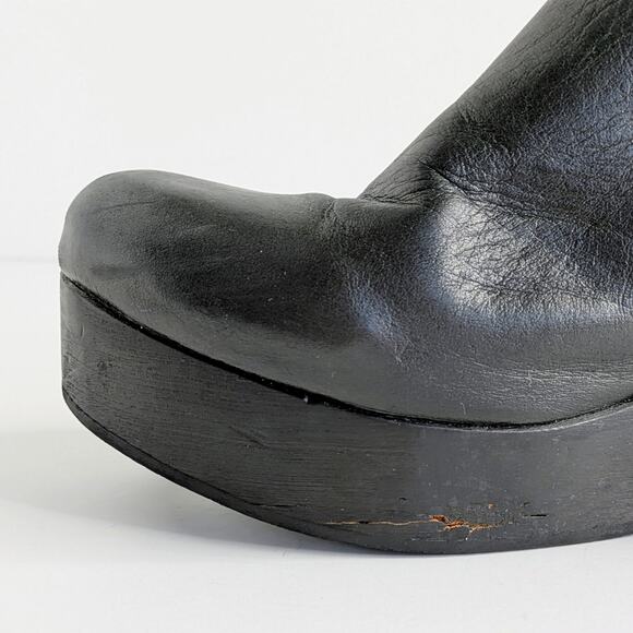 Intentionally Blank Clogs Womens EU 40 Black Mules Slip On Platform Chunky Wood - Picture 11 of 15